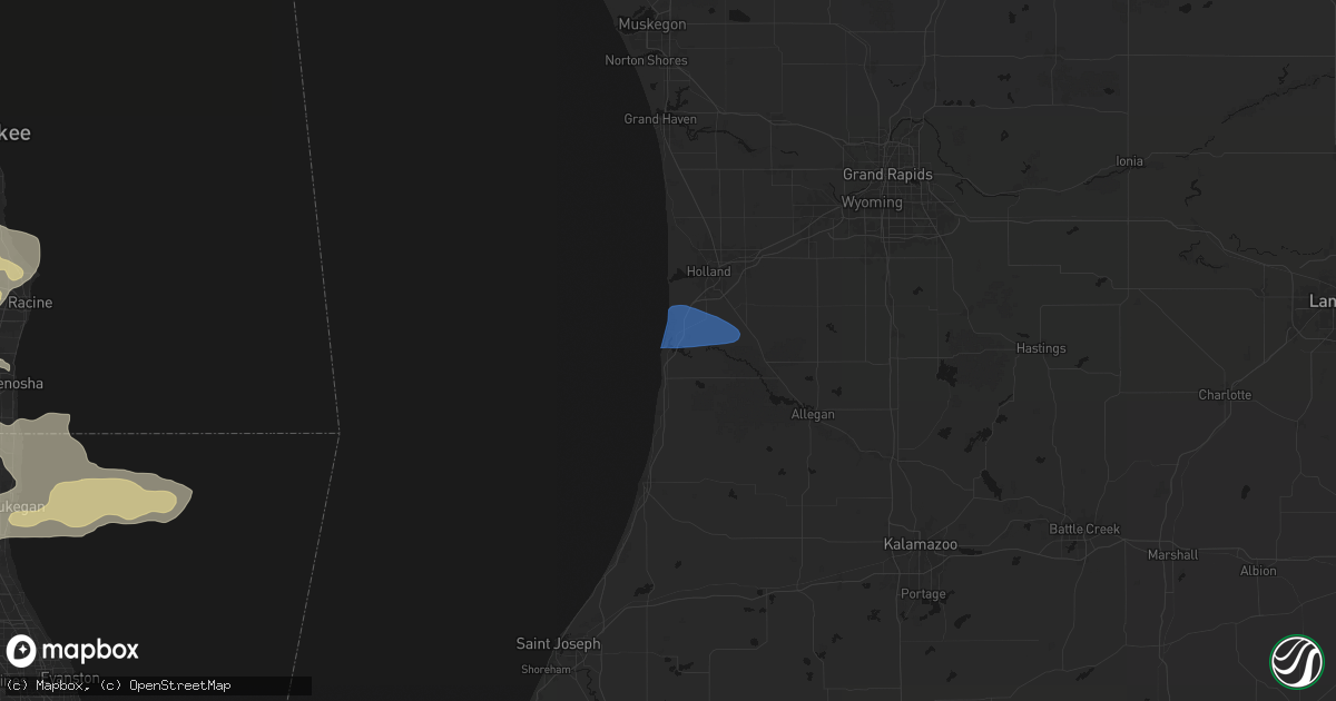 Hail map in Douglas, MI on August 9, 2026