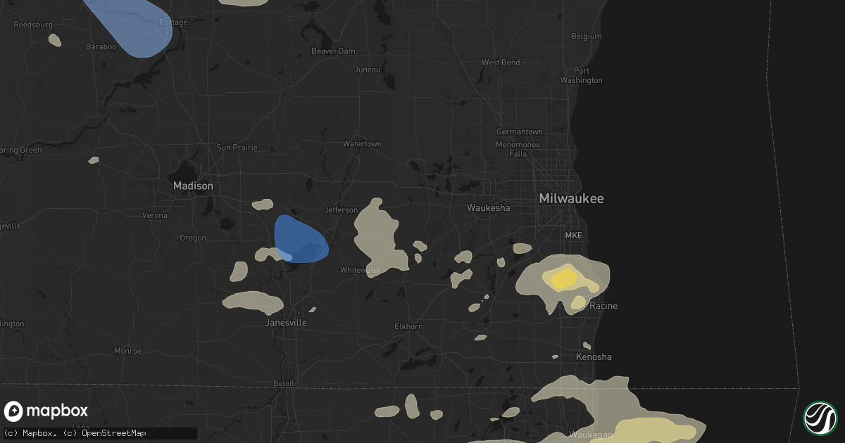 Hail map in Dousman, WI on August 9, 2026