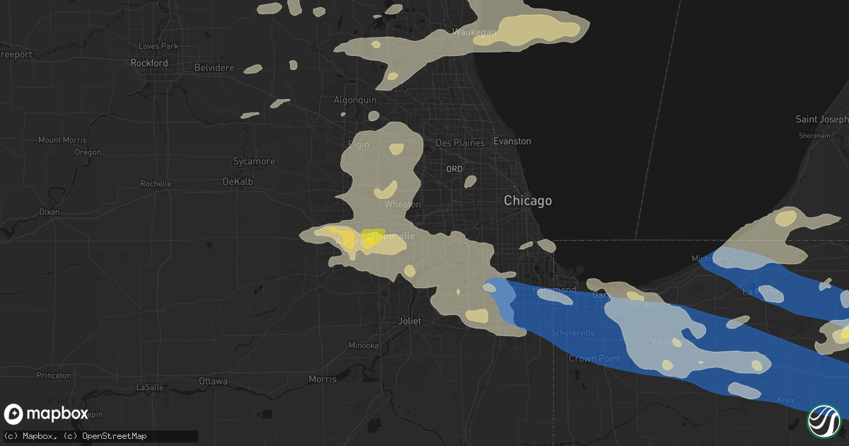 Hail map in Downers Grove, IL on August 9, 2026