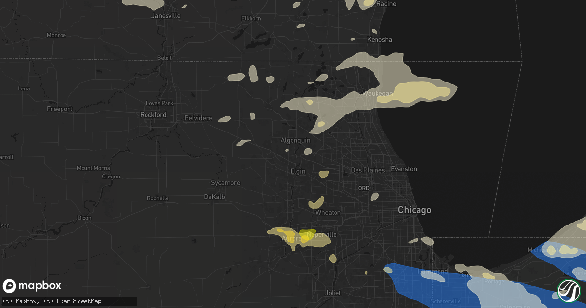Hail map in Dundee, IL on August 9, 2026