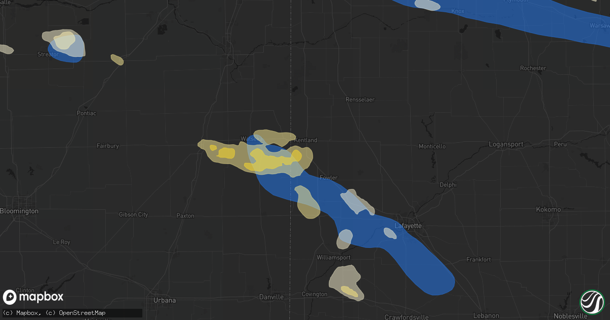 Hail map in Earl Park, IN on August 9, 2026