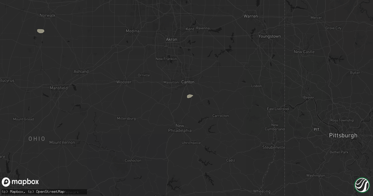 Hail map in East Sparta, OH on August 9, 2026