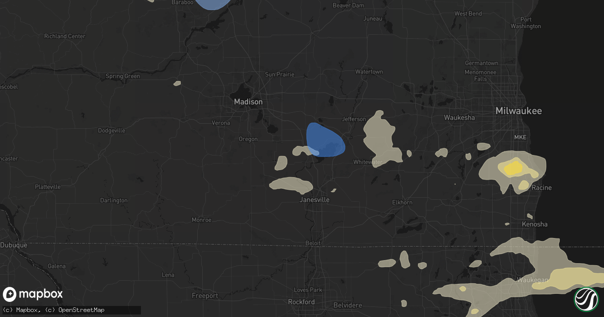 Hail map in Edgerton, WI on August 9, 2026