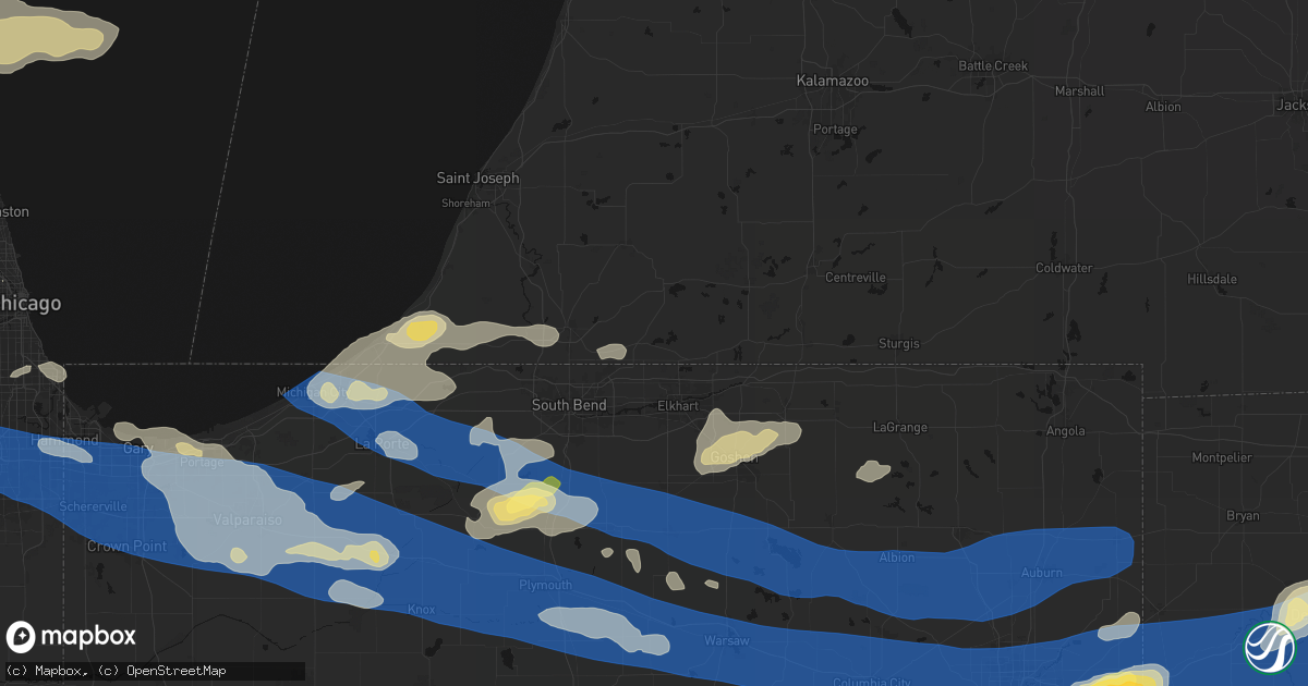 Hail map in Edwardsburg, MI on August 9, 2026
