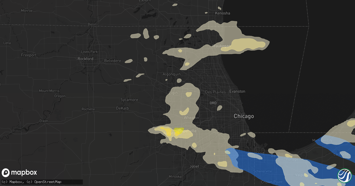 Hail map in Elgin, IL on August 9, 2026