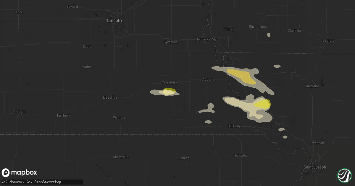 Hail map in Elk Creek, NE on August 9, 2026
