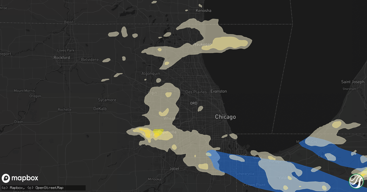 Hail map in Elk Grove Village, IL on August 9, 2026