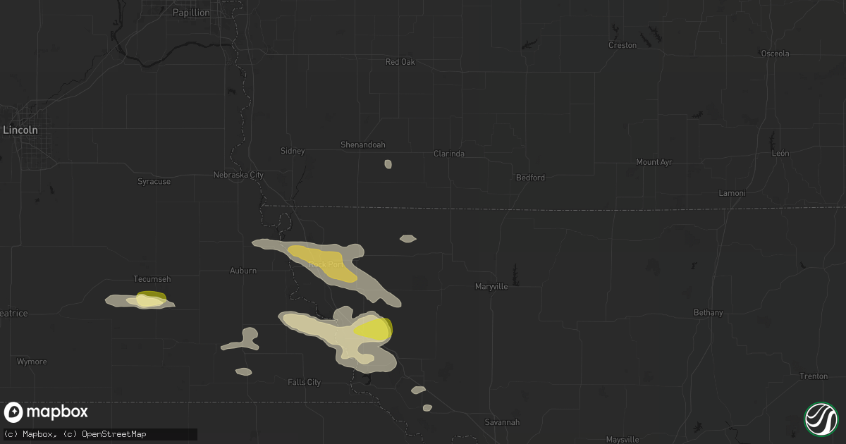 Hail map in Elmo, MO on August 9, 2026