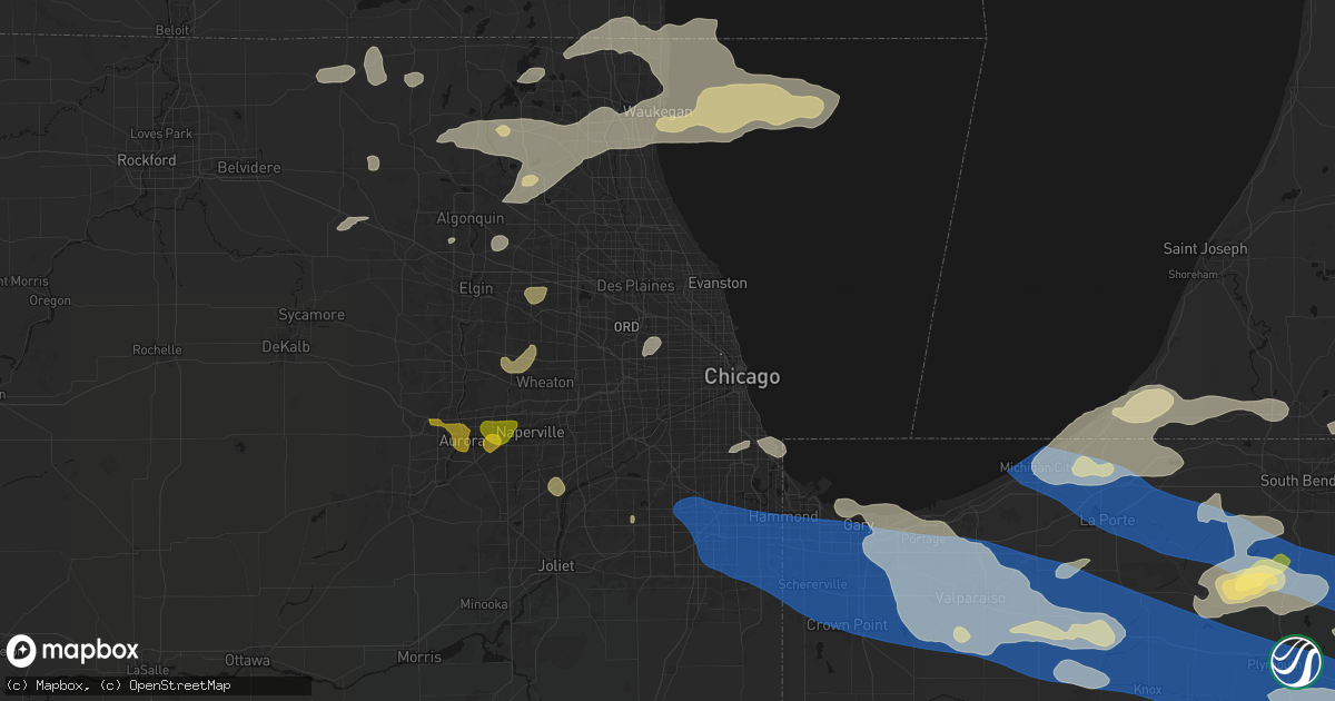 Hail map in Elmwood Park, IL on August 9, 2026