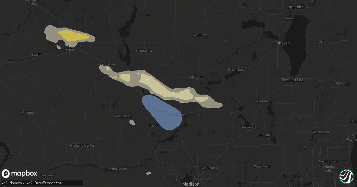 Hail map in Endeavor, WI on August 9, 2026