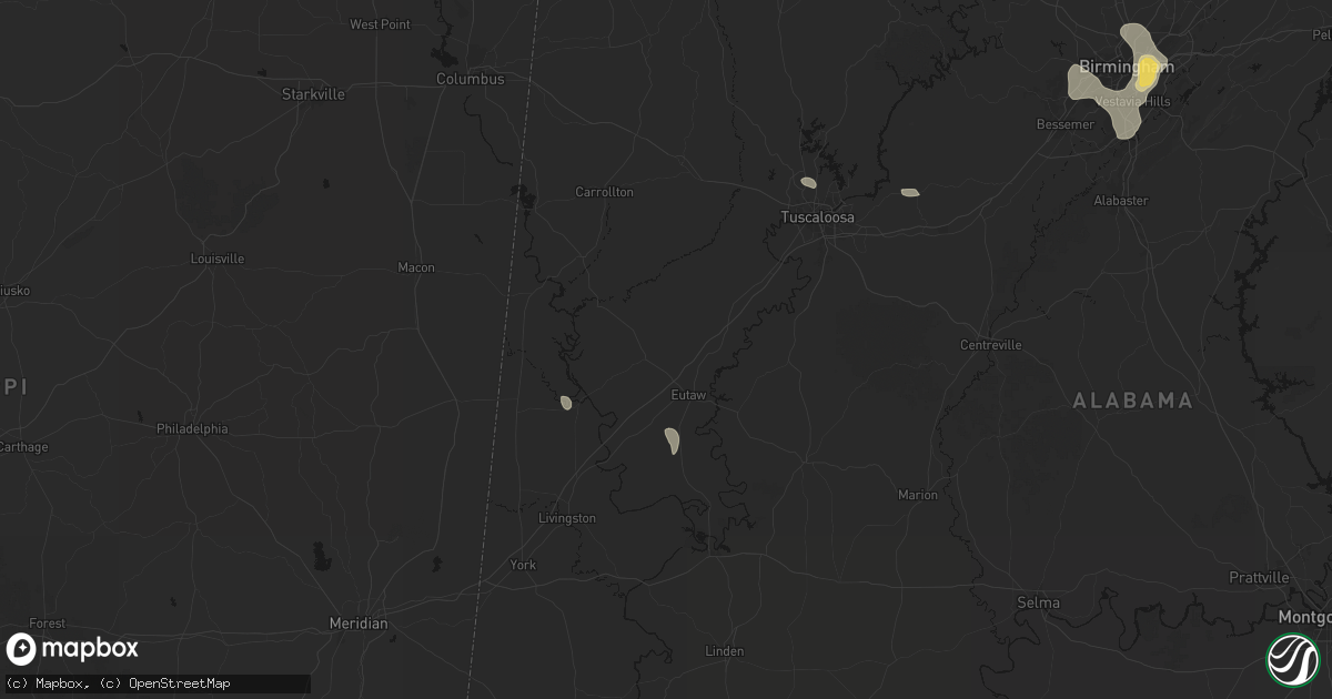 Hail map in Eutaw, AL on August 9, 2026