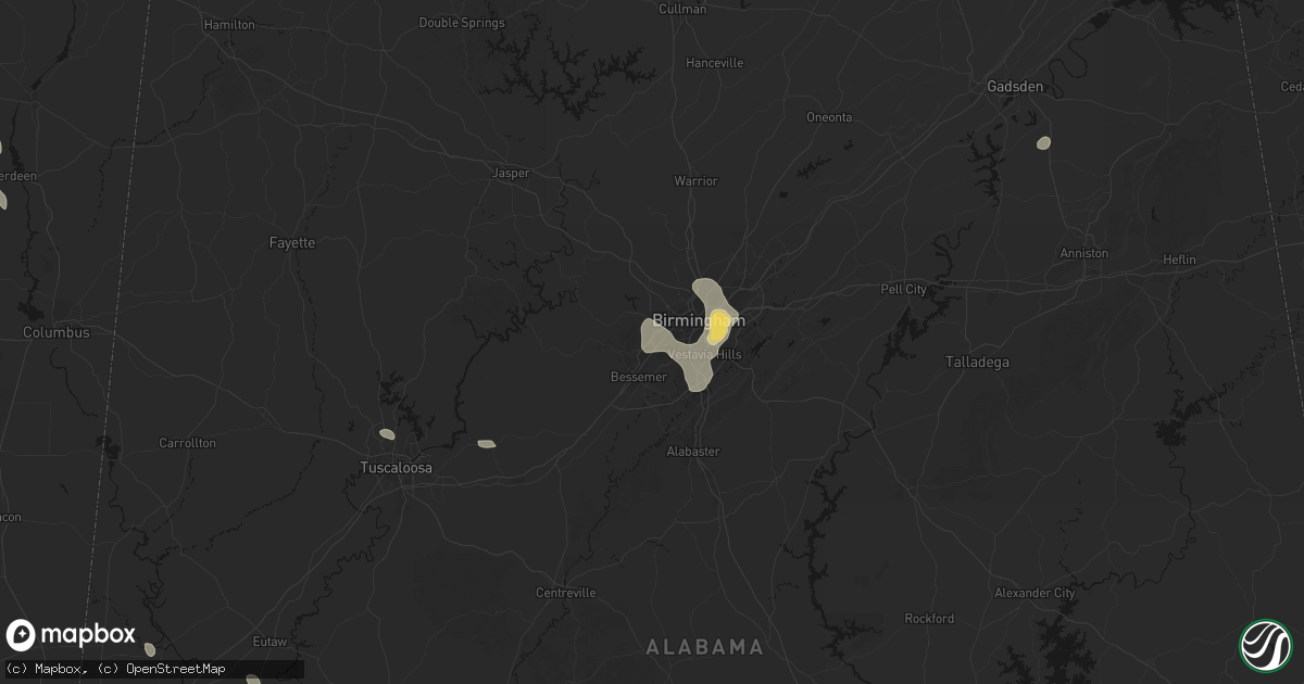 Hail map in Fairfield, AL on August 9, 2026