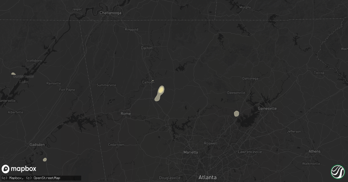 Hail map in Fairmount, GA on August 9, 2026