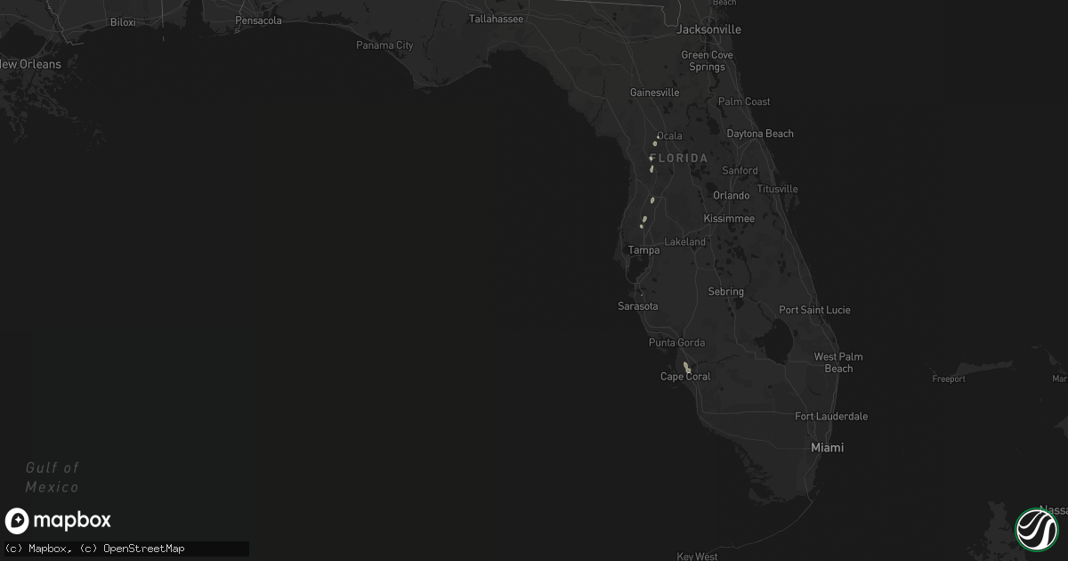 Hail map in Florida on August 9, 2026