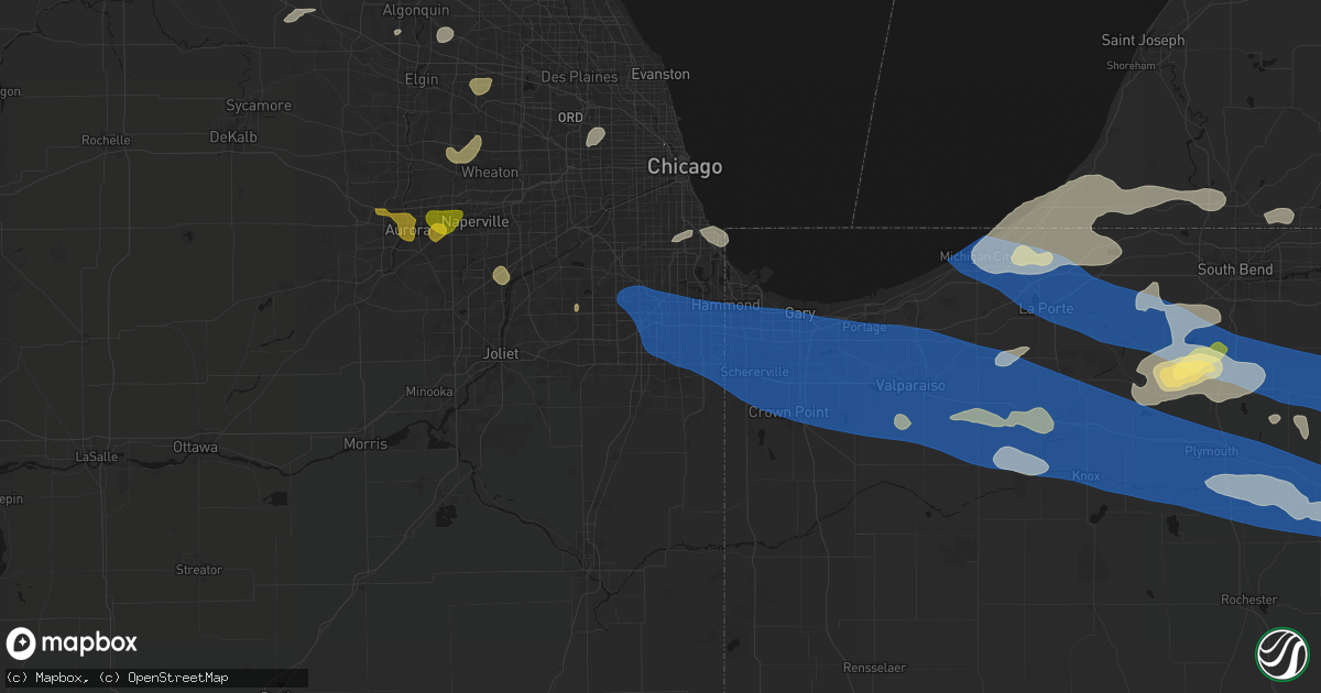 Hail map in Flossmoor, IL on August 9, 2026