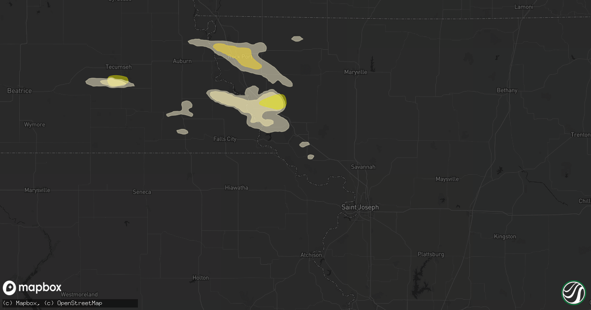Hail map in Forest City, MO on August 9, 2026