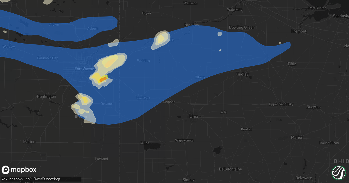 Hail map in Fort Jennings, OH on August 9, 2026