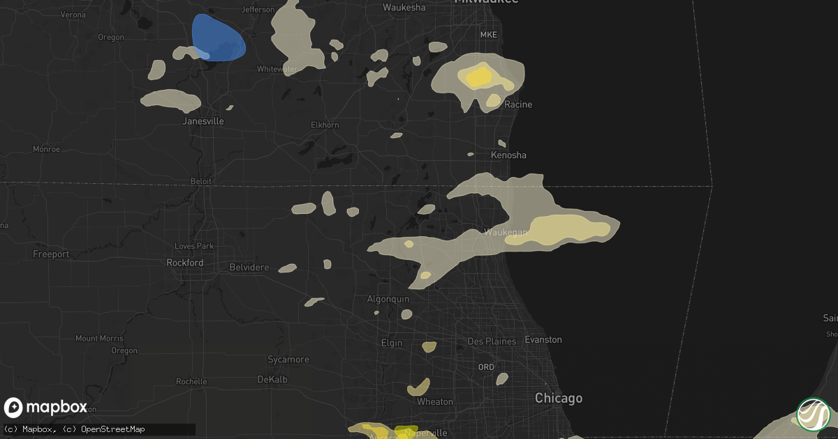 Hail map in Fox Lake, IL on August 9, 2026