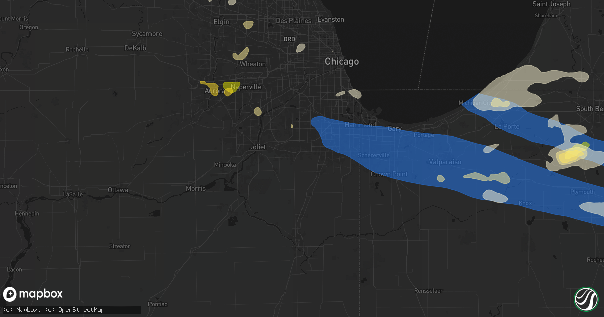 Hail map in Frankfort, IL on August 9, 2026