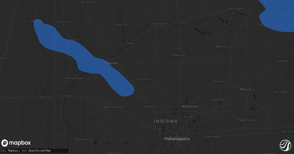 Hail map in Frankfort, IN on August 9, 2026