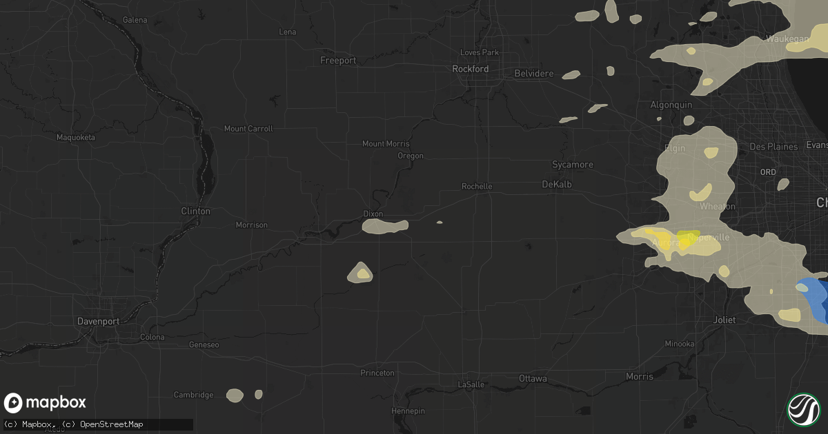 Hail map in Franklin Grove, IL on August 9, 2026