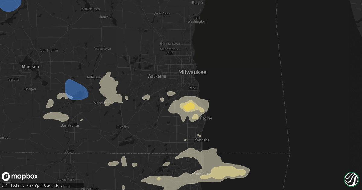 Hail map in Franklin, WI on August 9, 2026