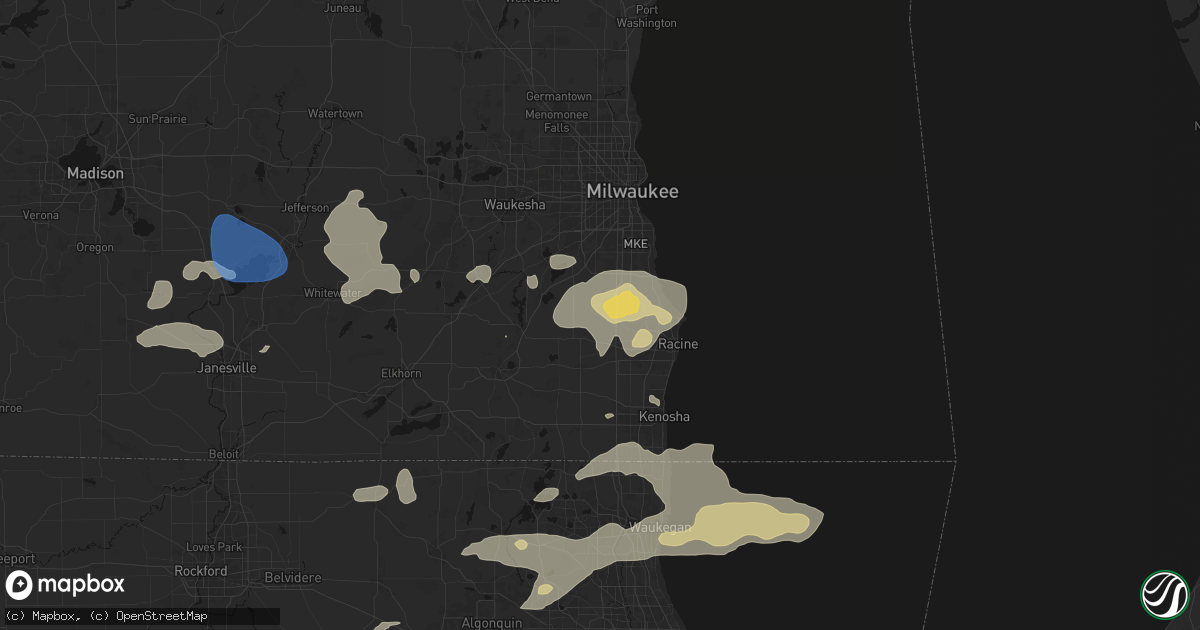 Hail map in Franksville, WI on August 9, 2026