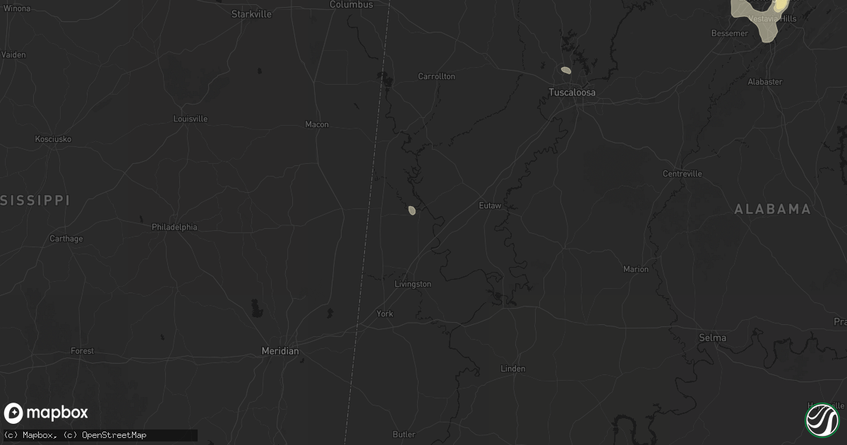 Hail map in Gainesville, AL on August 9, 2026
