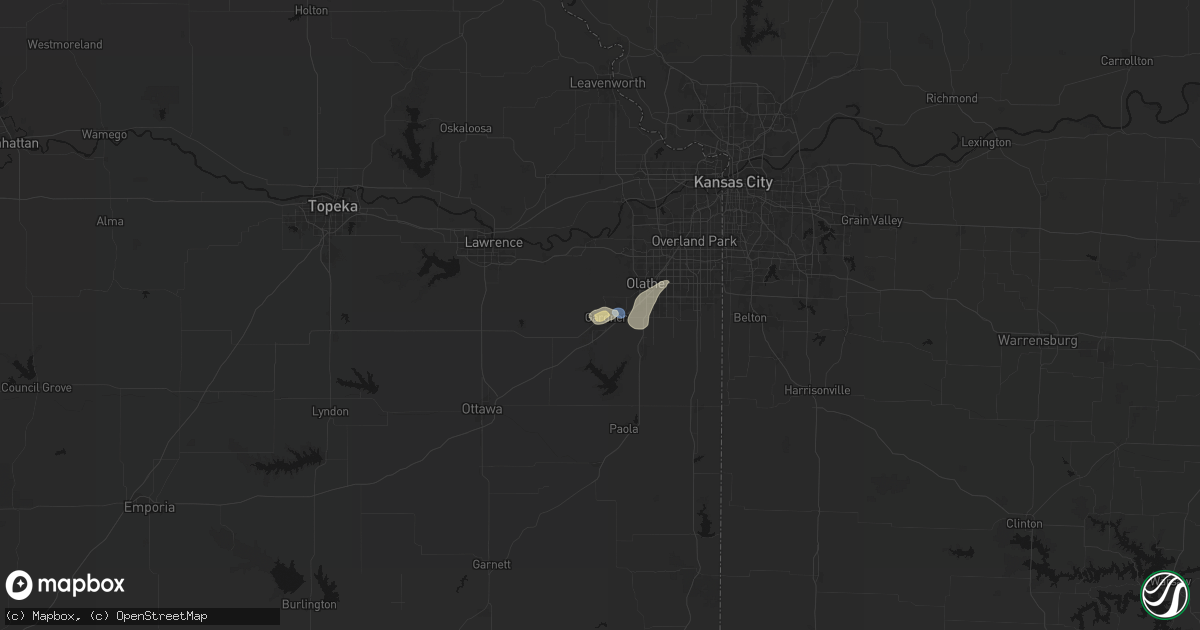 Hail map in Gardner, KS on August 9, 2026