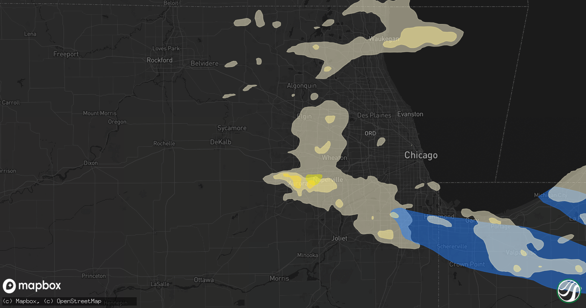 Hail map in Geneva, IL on August 9, 2026