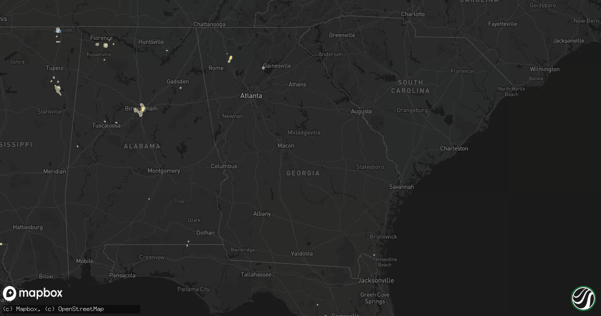Hail map in Georgia on August 9, 2026