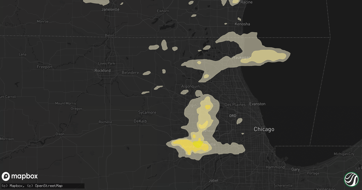Hail map in Gilberts, IL on August 9, 2026