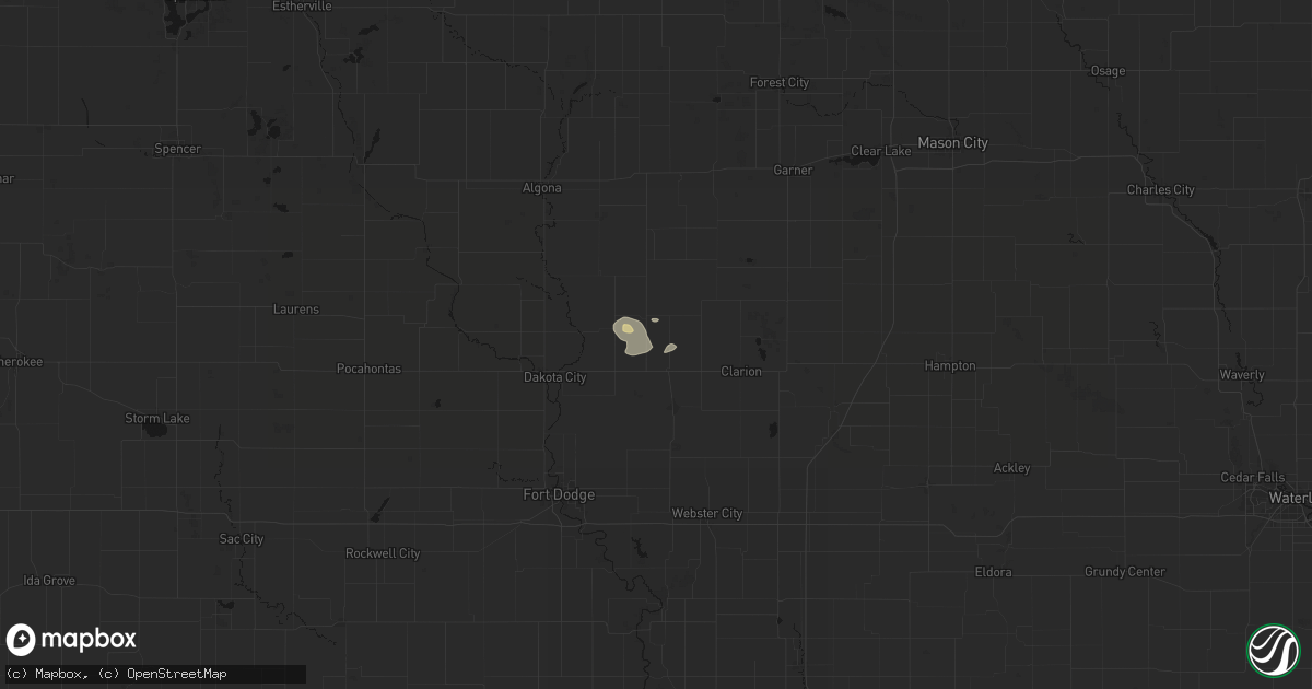 Hail map in Goldfield, IA on August 9, 2026