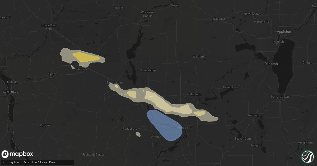 Hail map in Grand Marsh, WI on August 9, 2026