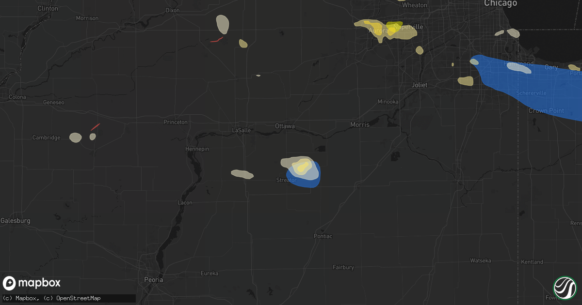 Hail map in Grand Ridge, IL on August 9, 2026