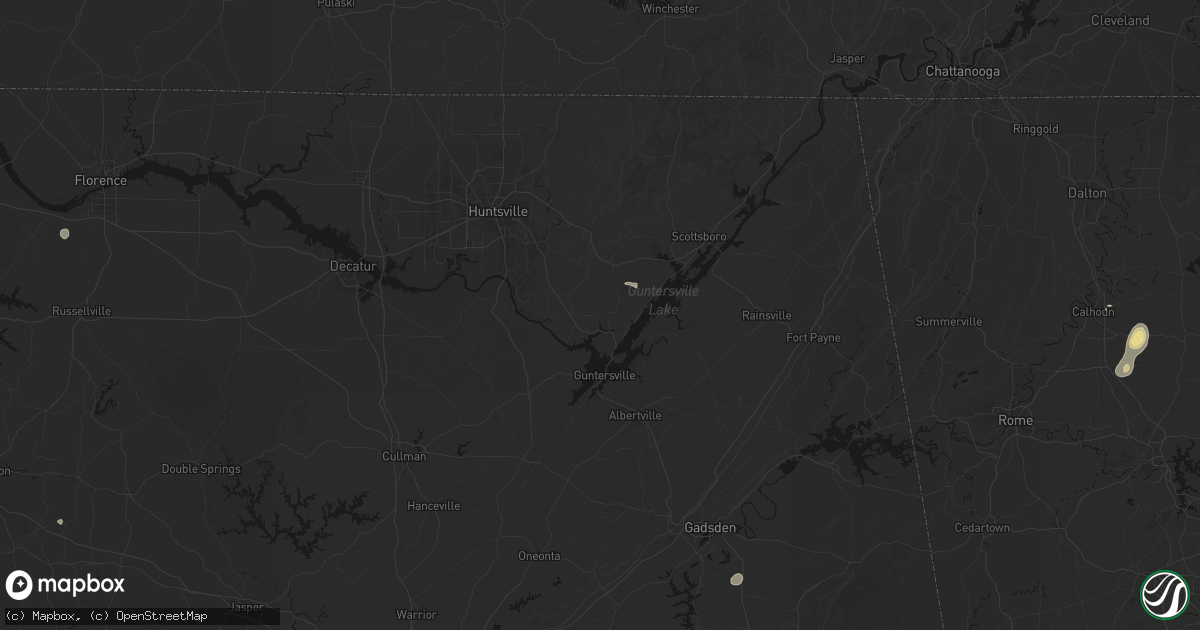 Hail map in Grant, AL on August 9, 2026
