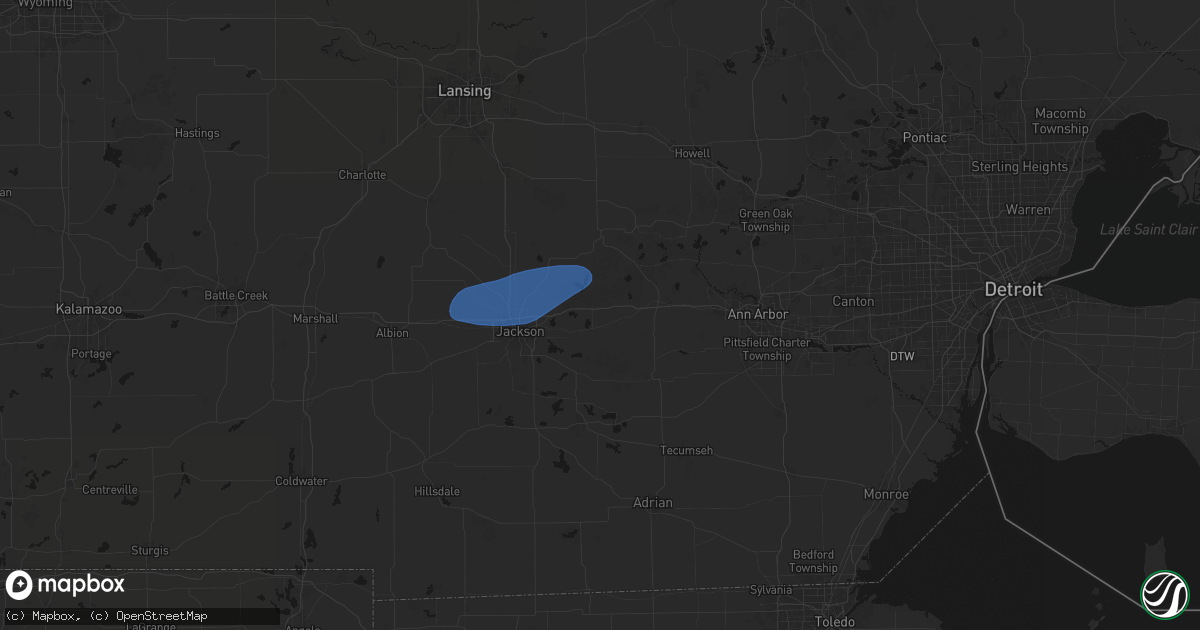 Hail map in Grass Lake, MI on August 9, 2026