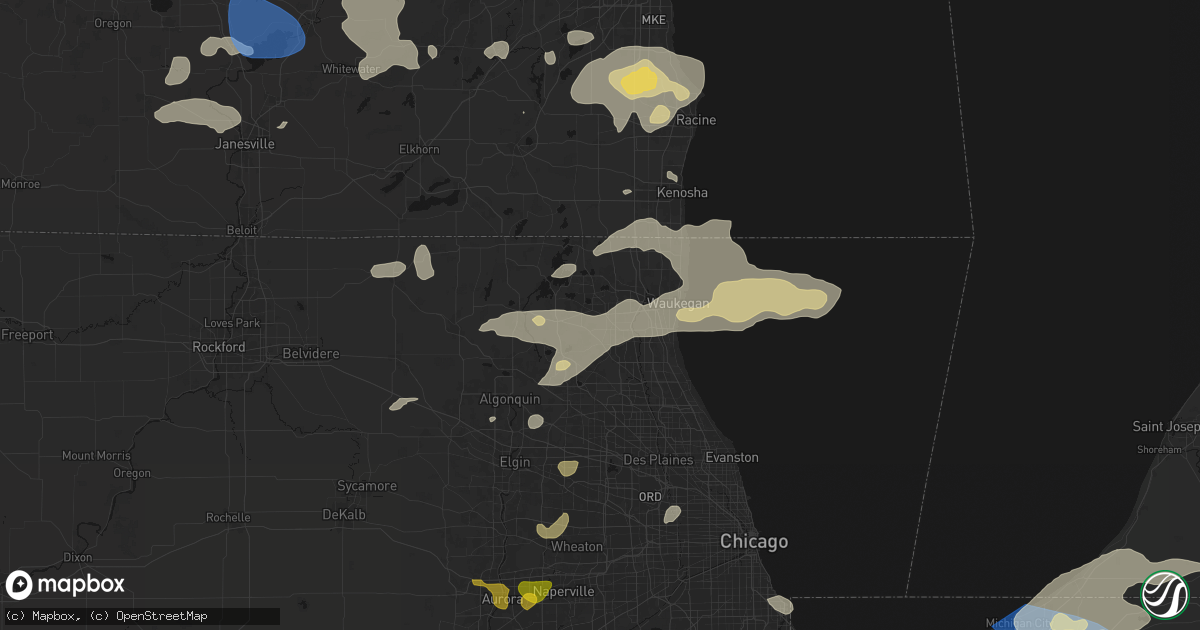 Hail map in Grayslake, IL on August 9, 2026