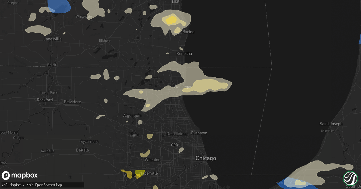 Hail map in Great Lakes, IL on August 9, 2026