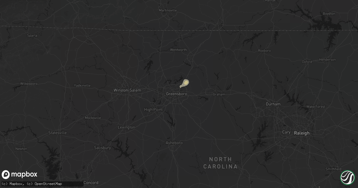 Hail map in Greensboro, NC on August 9, 2026
