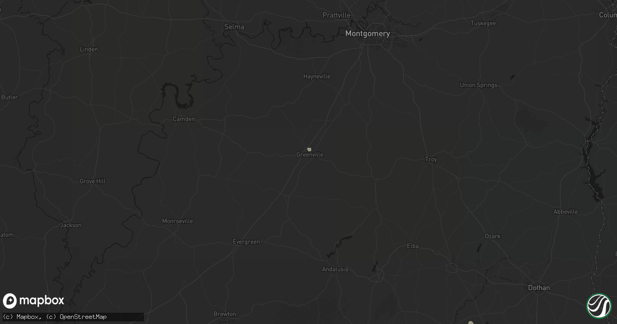 Hail map in Greenville, AL on August 9, 2026