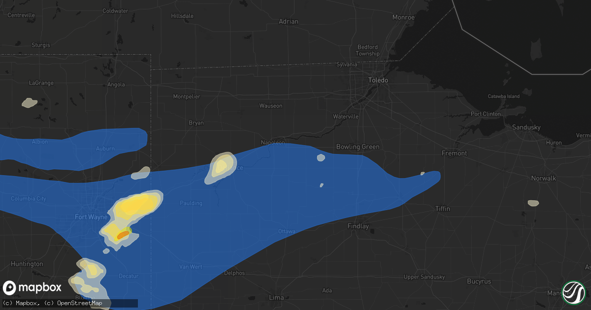 Hail map in Grelton, OH on August 9, 2026