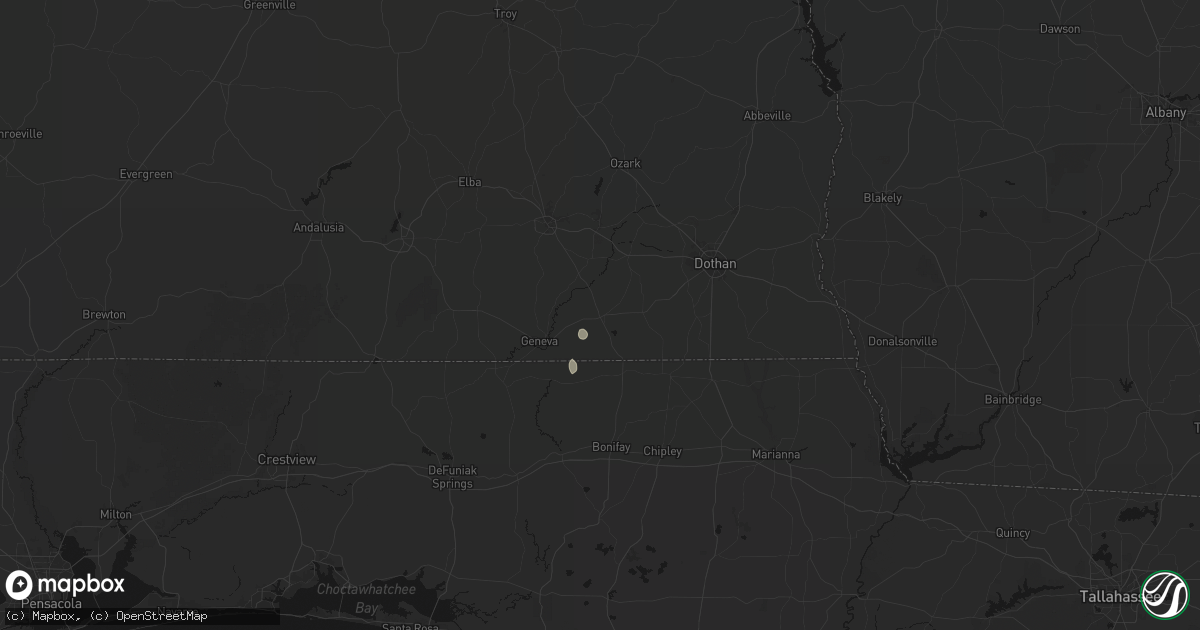 Hail map in Hartford, AL on August 9, 2026