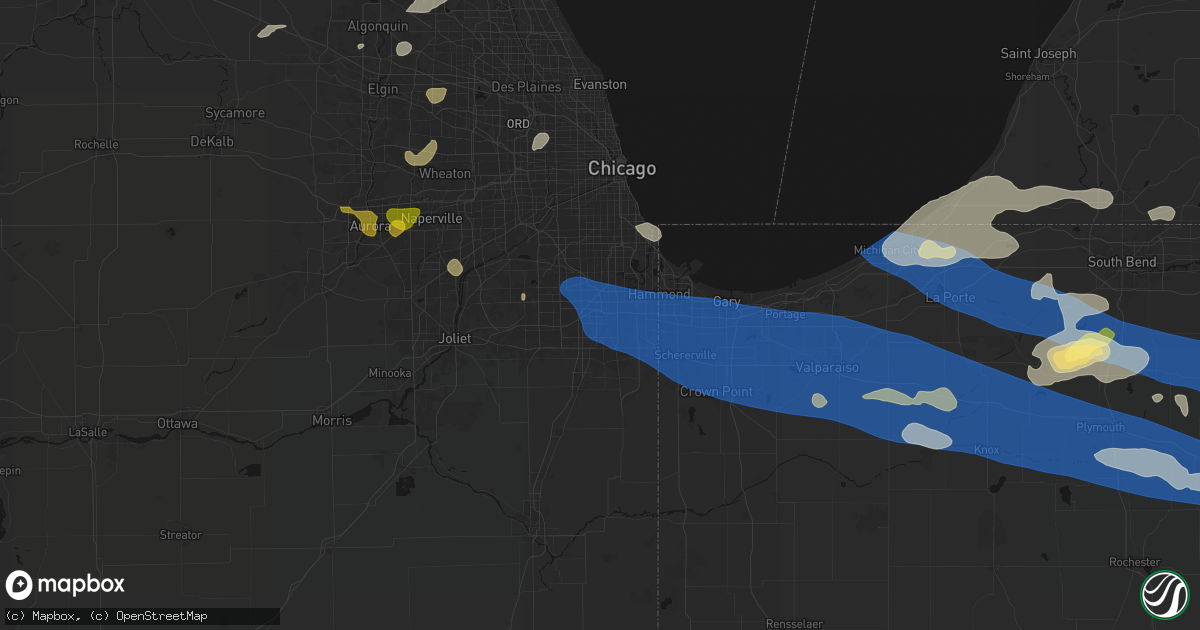 Hail map in Hazel Crest, IL on August 9, 2026