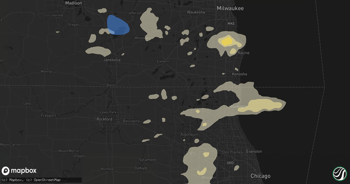 Hail map in Hebron, IL on August 9, 2026