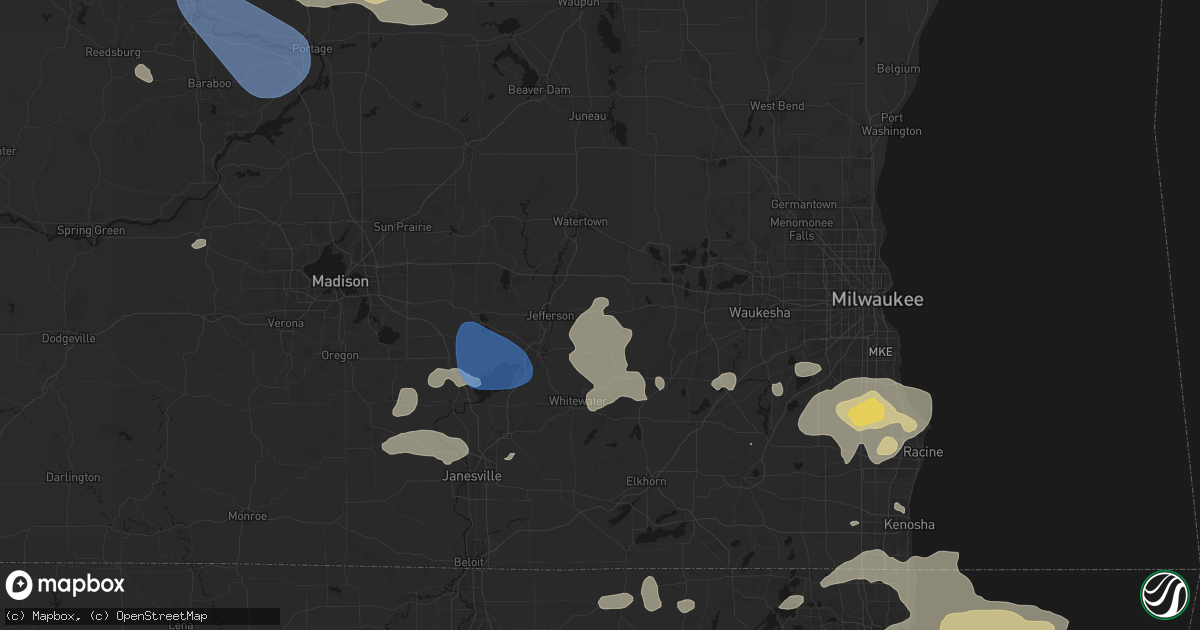 Hail map in Helenville, WI on August 9, 2026