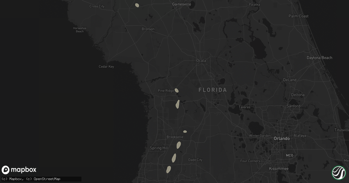 Hail map in Hernando, FL on August 9, 2026