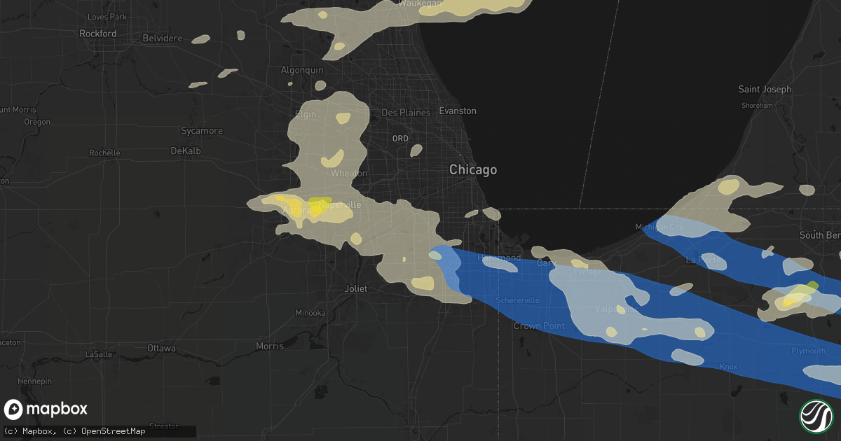 Hail map in Hickory Hills, IL on August 9, 2026