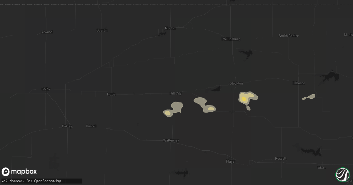 Hail map in Hill City, KS on August 9, 2026