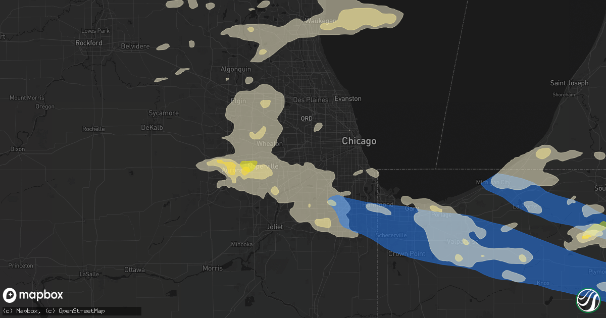Hail map in Hinsdale, IL on August 9, 2026